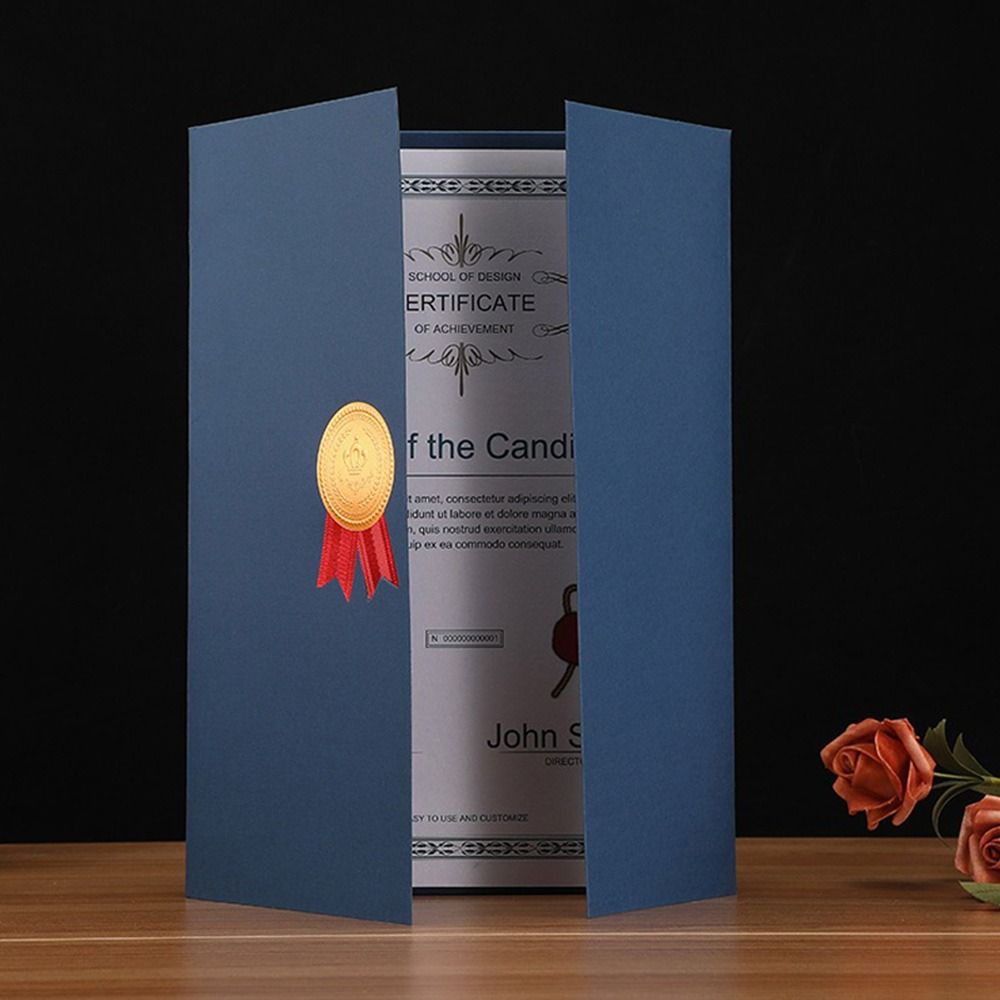 Abschluss A4 Urkundenhalter Dreifach-Seiten-Papierumschlag Dokumentenmappe Vergoldungsprozess Exquisite Diplomhülle