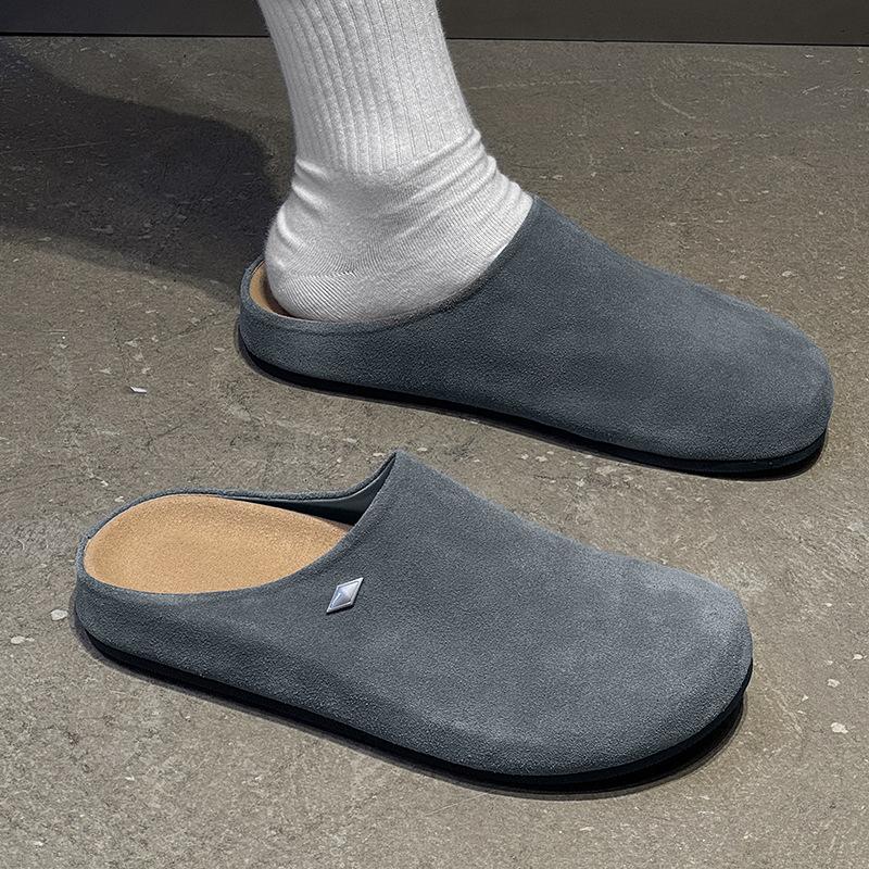 Casual outerwear platform Boken shoes heightening Muller slippers lazy outdoor bag head 19987 khaki, beige-J