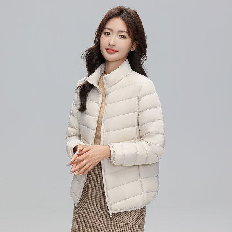 2024 autumn and winter new light and thin down jacket women's short 90 white duck down stand-up collar slim casual large size jacket tide