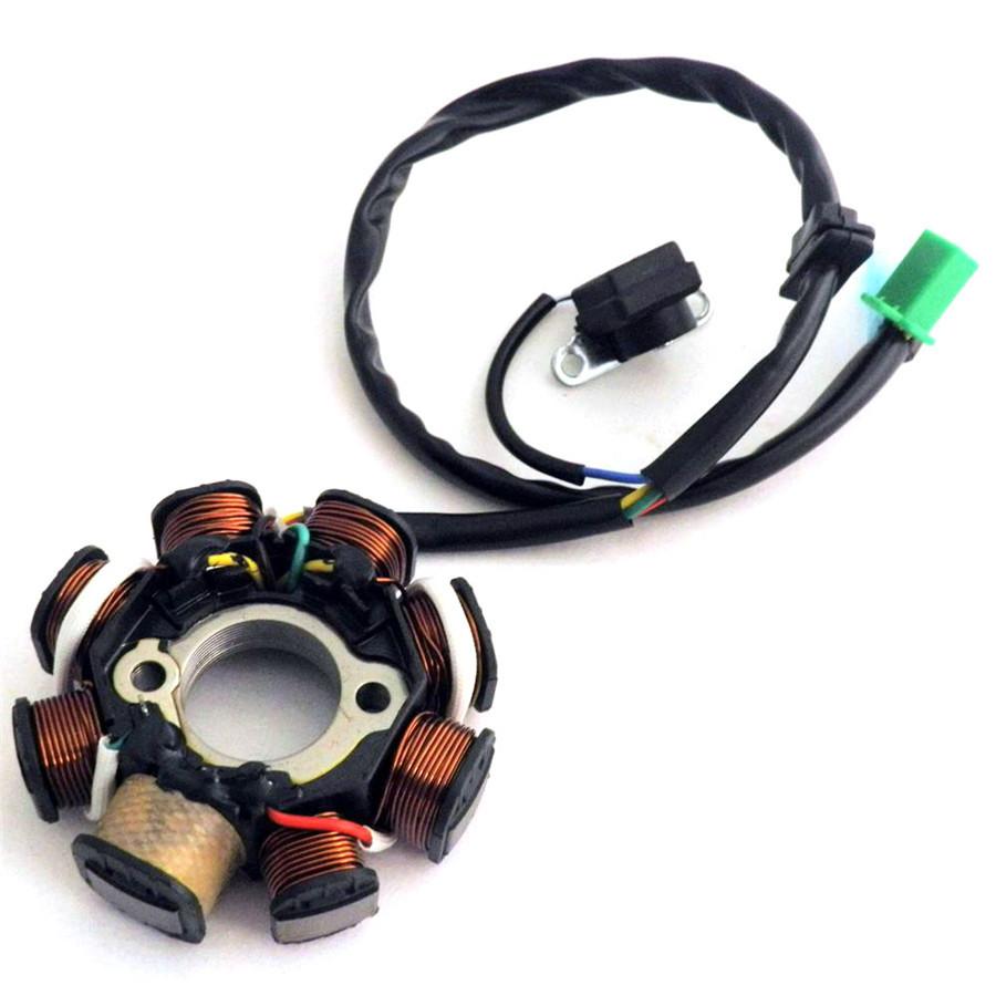 DC Ignition Stator Magneto Coil Generator 8 Poles Pick Up Flywheel Puller for GY6 150cc 125cc Chinese Scooter Moped ATV Quad Pocket Bike