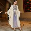 Gold Multi-layer Lotus Leaf Sleeve Positioning Sequin Embroidery Light Luxury Robe Muslim Dress