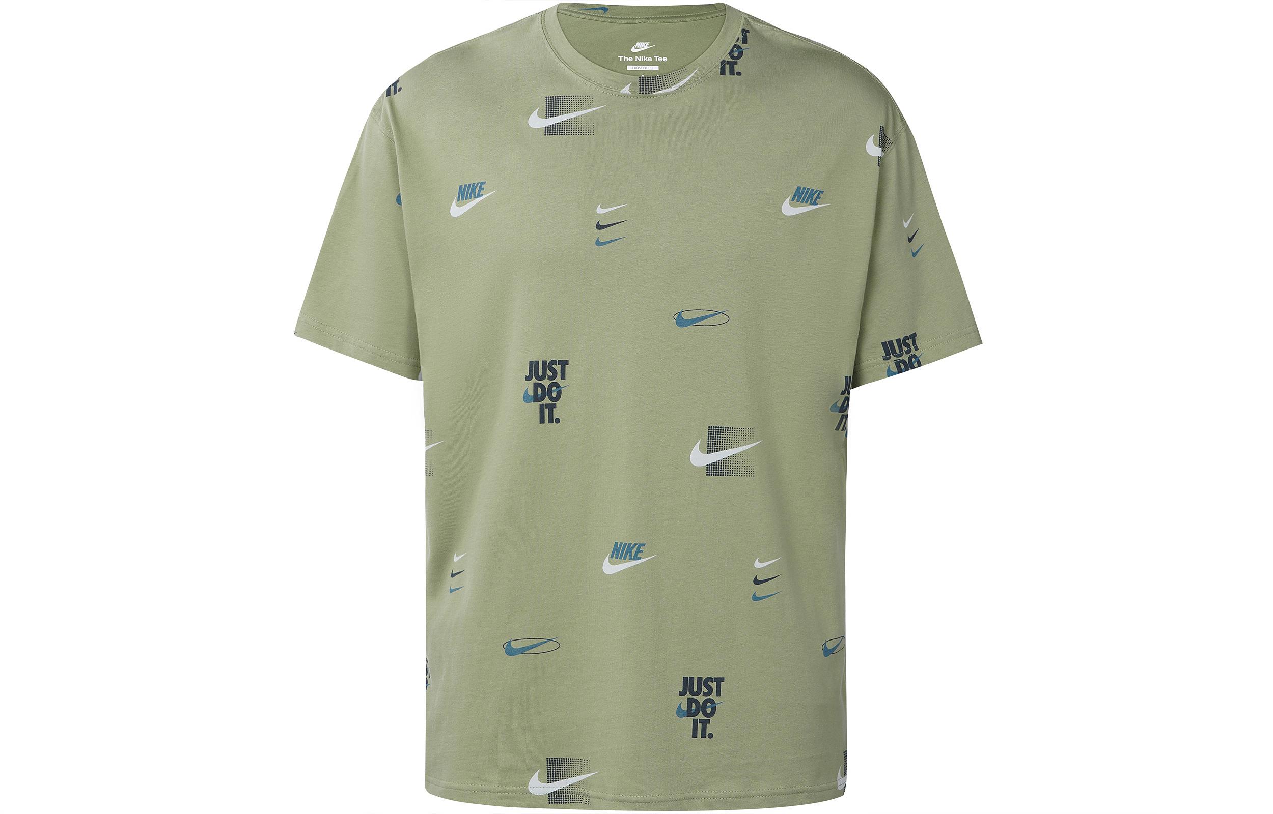 Nike T Shirts Men s Green Crew Neck Moderate Straight Fit DZ2992-386 XL
