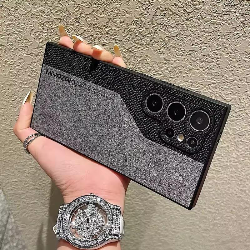 Luxury Double Color Phone Case For Samsung Galaxy S25 S24 S23 S22 S21 Ultra S23 S24 S25 Plus Leather Shockproof Pattern Slim Back Cover