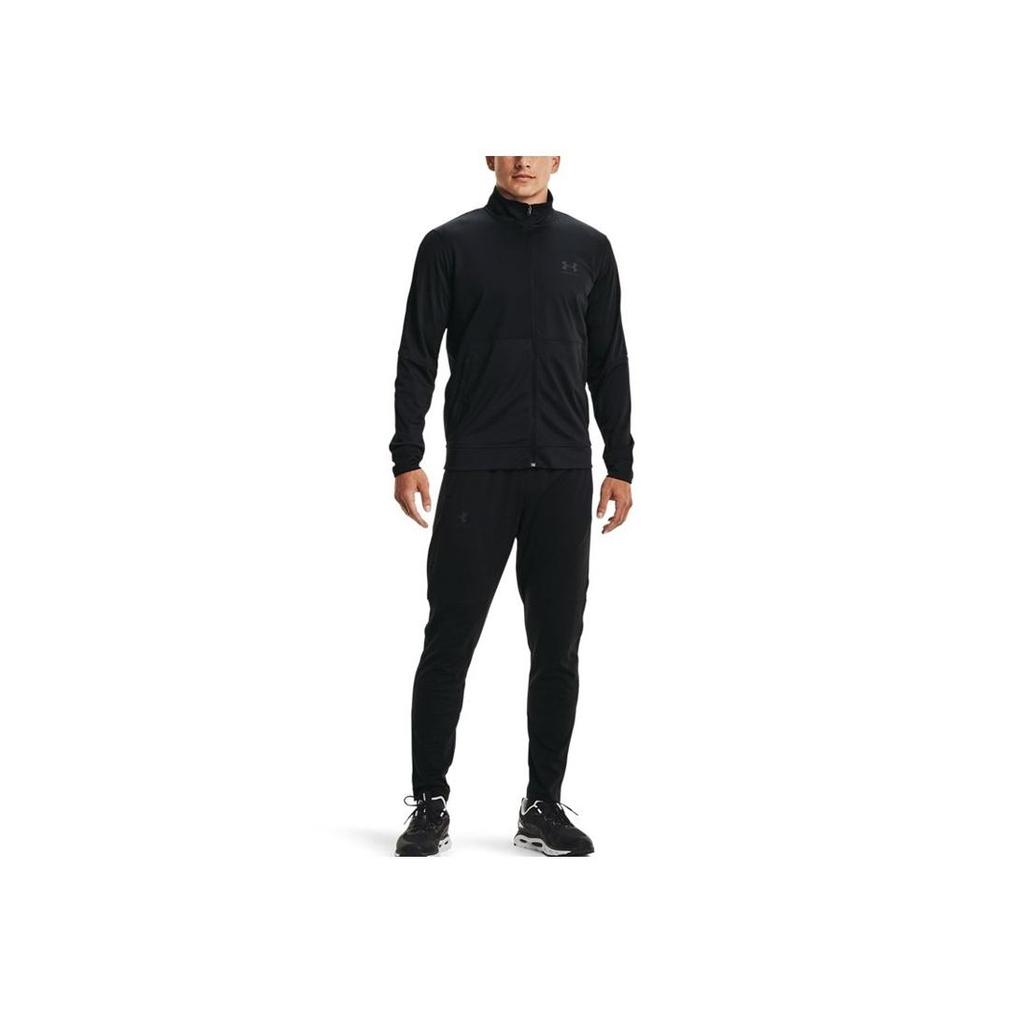 Under Armour Pique Track Jacket Breathable Zip-Up Collar Men Black 1366202-001