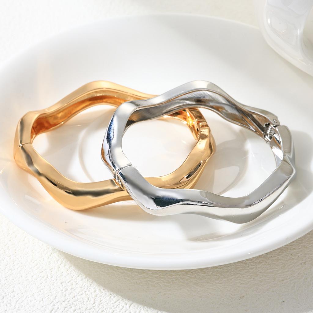Gold Wave Irregular Bracelet Zinc Alloy Personality Fashion Opening Bracelet E-commerce Europe and America