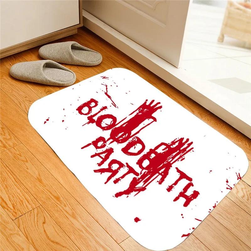 Blood DEATH PARTY Red Foot print Handprint Horror Halloween Theme Decoration Non Lip Absorbent Floor Mat Foot Mat Doormat