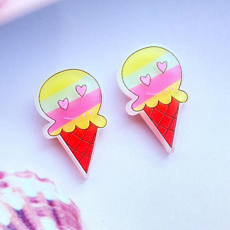 

20Pcs Mini Lovely Cartoon Ice Cream Flat Back Resin Art Supply Decoration Charm Craft Hair Bow Accessories H520