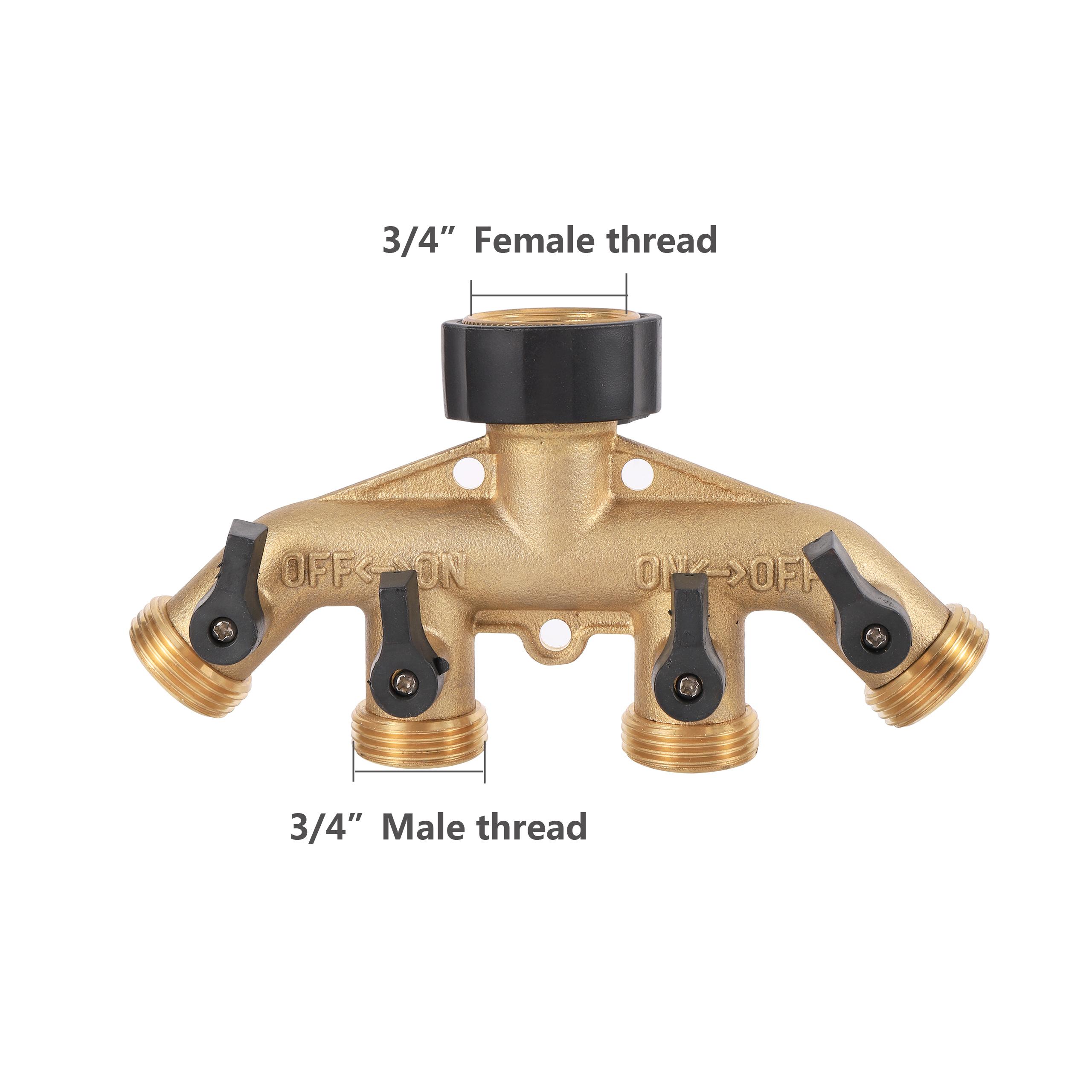 

Brass 3/4 Thread 4-way Garden Tap Water Splitter Water Pipe 4-way Splitter Female 3/4 Garden Irrigation Valve Quick Connector