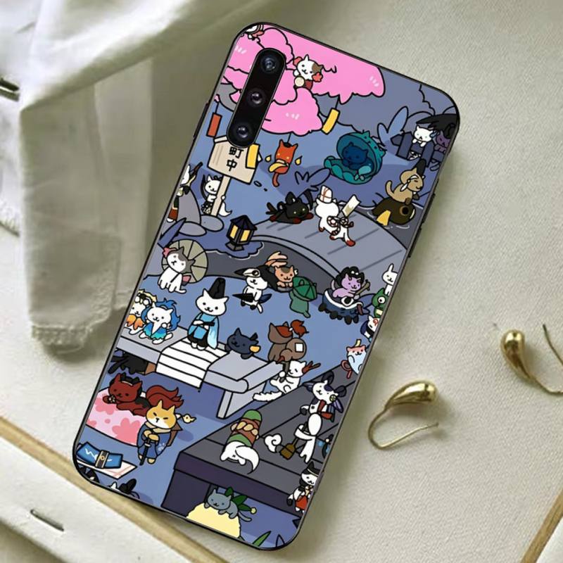 Japanese Cat Phone Case For Samsung A 13 21 30 31 32 51 52 53 70 for Huawei Honor 50 60 70 for OPPO Vivo