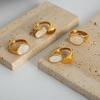 European & American Luxury Titanium Gold-Plated White Mother-of-Pearl Open Ring for Women