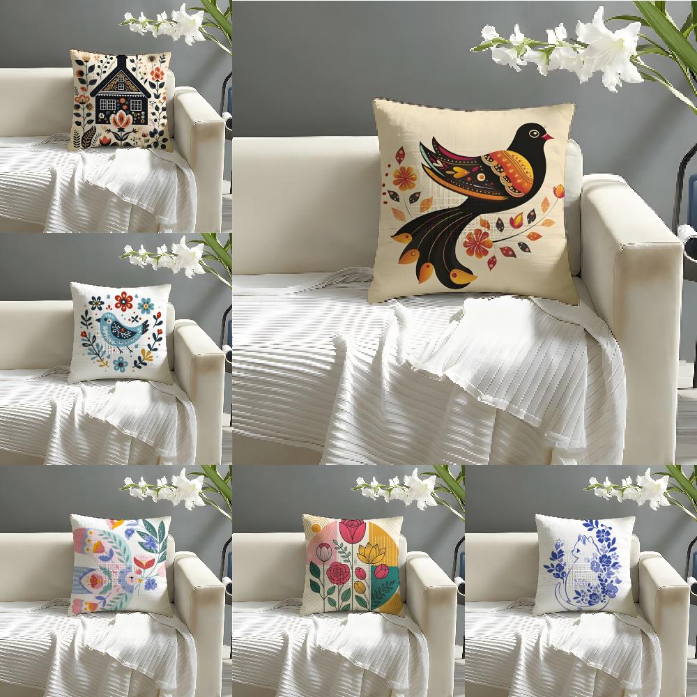 3 Blue Bird Home Decor Print Pillow Case Home Living Room Decoration Linen Pillowcover Pillow Cases Cushion Cover