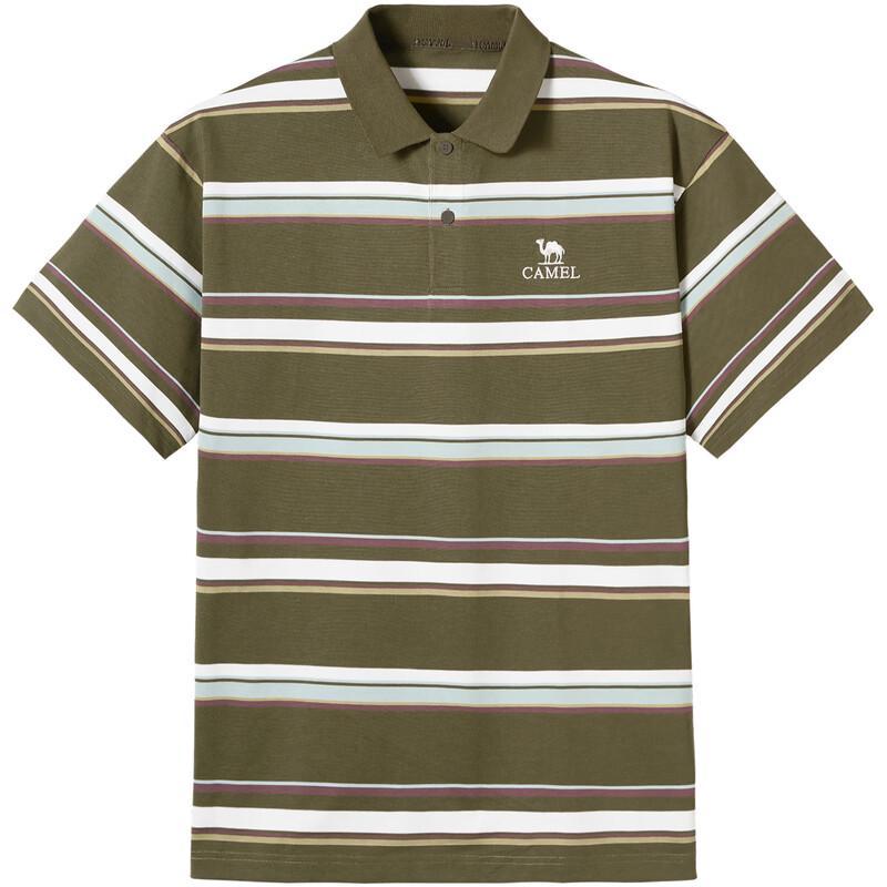 Camel Men's Retro Striped Color Block Polo T-Shirt