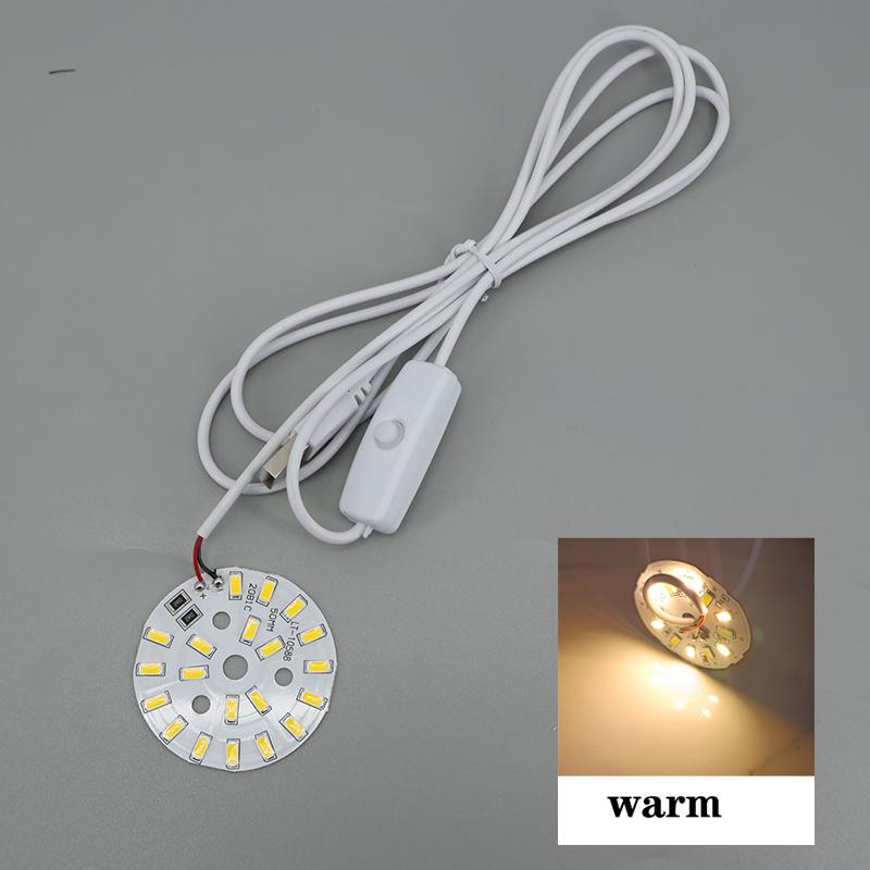 50mm DC 5V USB LED night Lights chips source Desk Book Lamp Switch Dimmable Bedroom Reading extend cable white warm nature light