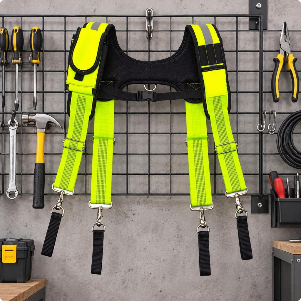 H-Shaped Tool Belt Suspender Hands with Chest Strap Breathable Padded Work