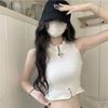 Strickweste Damen Oberbekleidung Hot Girl Aushöhlen Neckholder Ärmellos Basisschicht Innenbekleidung Kurzes Top Sommer
