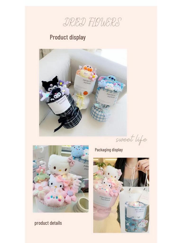 Sanrio Cartoon Plush Doll Bouquet - Perfect Christmas or Birthday Gift for Girlfriend or Best Friend