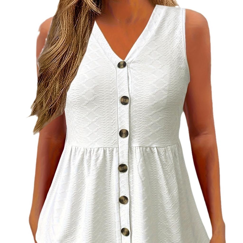QICED Spring and Summer Women's Twist Button Solid Color No Hole Palace Leisure Vest
