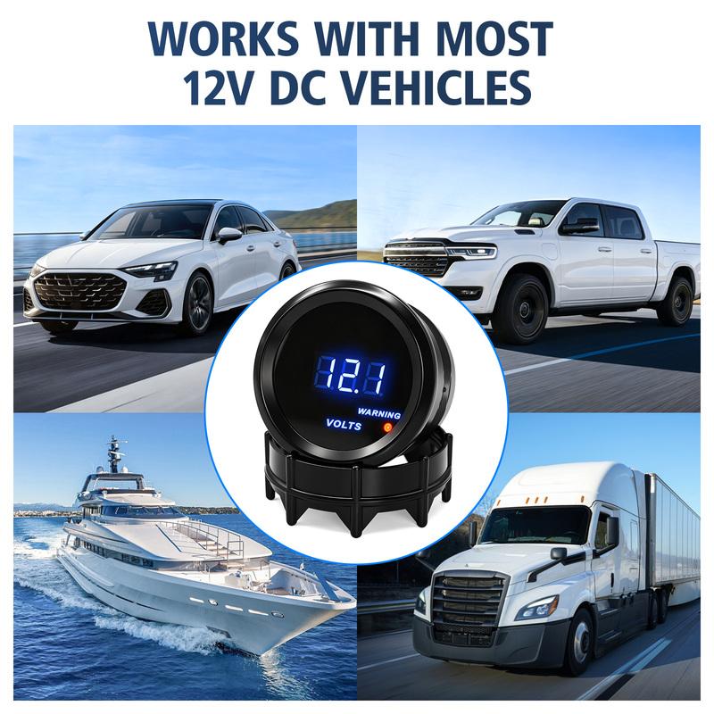 52mm Digital Blue LED Backlight Voltmeter Display Car Gauge Voltage 12V Volt Meter Fit for 12 V Car Accessories Universal
