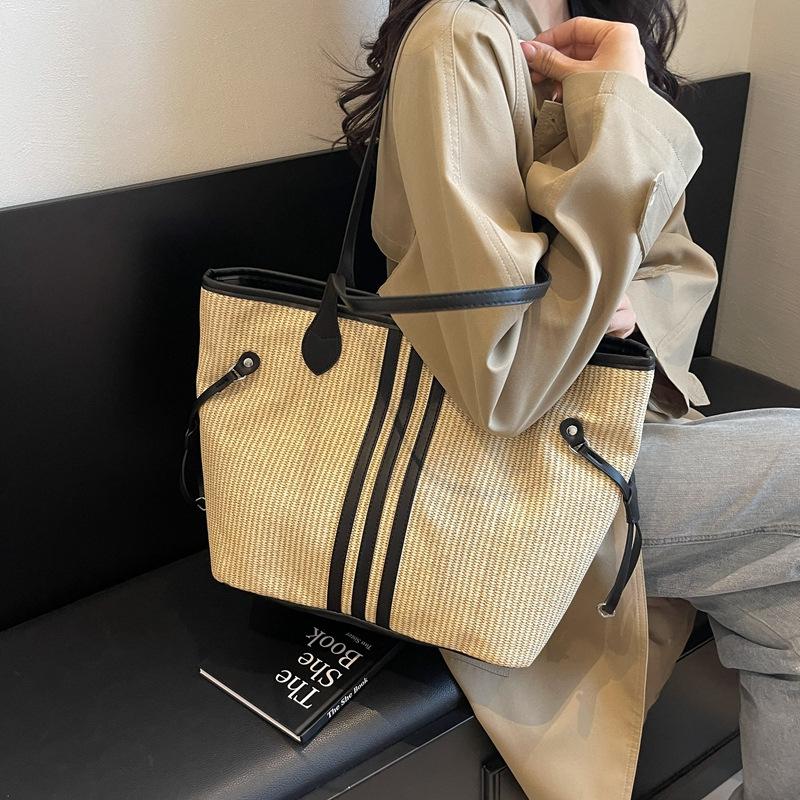 Casual Large-Capacity Bag Women'S Seaside Beach Vacation Straw Bag Fashion Commuter Shoulder Tote Bag