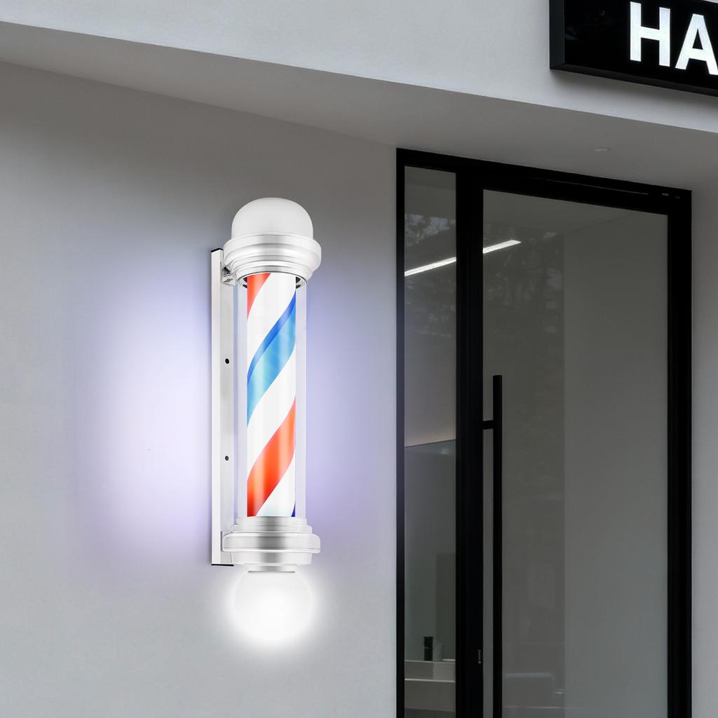 85cm Wall Mounted LED Barber Pole Light, Red White Blue Rotating Sign for Salon Shop Window Decor, Advertising Display Light