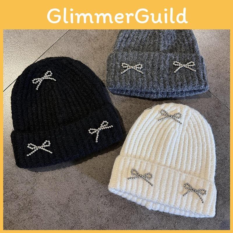 Fashion Solid Color Bow Decoration Women Casual Knitted Hat Autumn And Winter