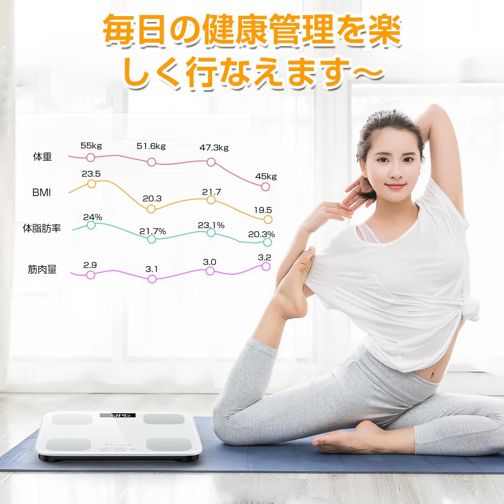 in Body Body Fat Body Composition Smartphone Health High Body Body Fat Muscle Body Water Japanese Instruction Manual [New 2025] Scale, Scale, Scale,