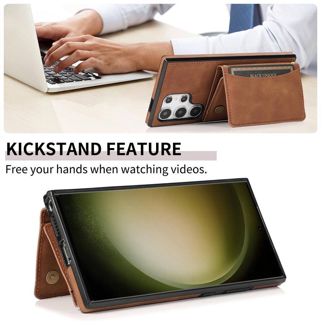 Business Magnetic Three Fold Solt Wallet Flip Leather Case For Samsung S26 Ultra S25 Plus S24 A26 A16 A17 A07 Kickstand Cover
