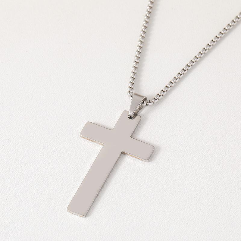 Stainless Steel Pearl Chain Necklace: Simple European & American Style, Cross Design, Ideal as a Festival Gift