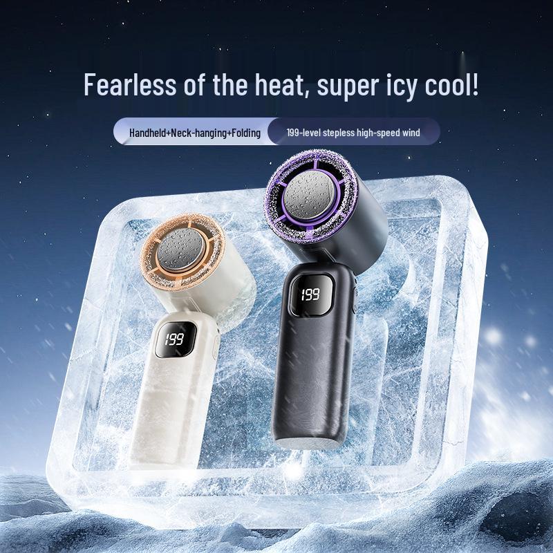 Portable Leafless Mini Fan with Semiconductor Cooling and Ice Pack