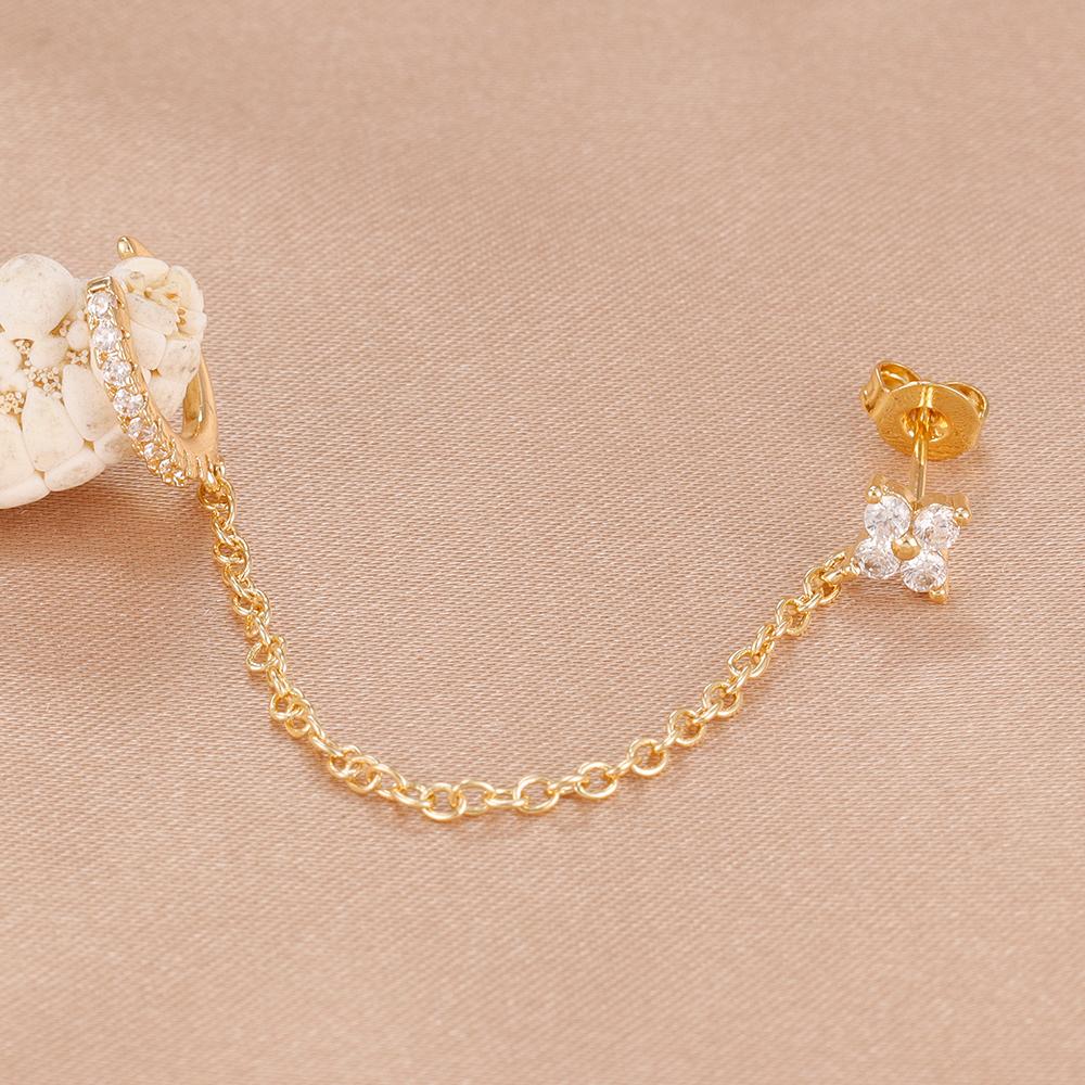 Simple Stainless Steel Gold Color Chain Tassel Dangle Earring Stainless Steel Ear Stud Ear Clip Hypoallergenic Women's Jewelry