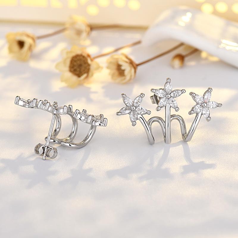 Flower Stud Earrings S925 Sterling Silver Needle Earrings Women's Ear Jewelry Gift 2026