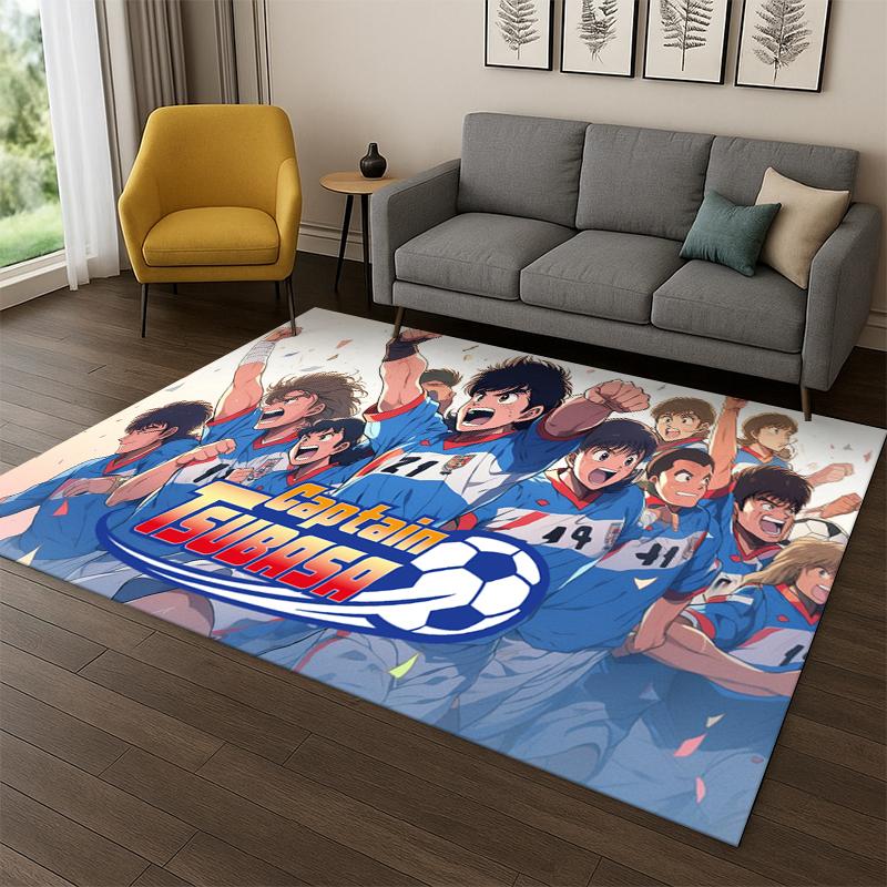 

Anime Captain Tsubasa Soccer Cartoon Carpet Rug for Bedroom Living Room Sofa Doormat Home Decor,Kid Game Area Rug Non-slip Gift 40x60cm