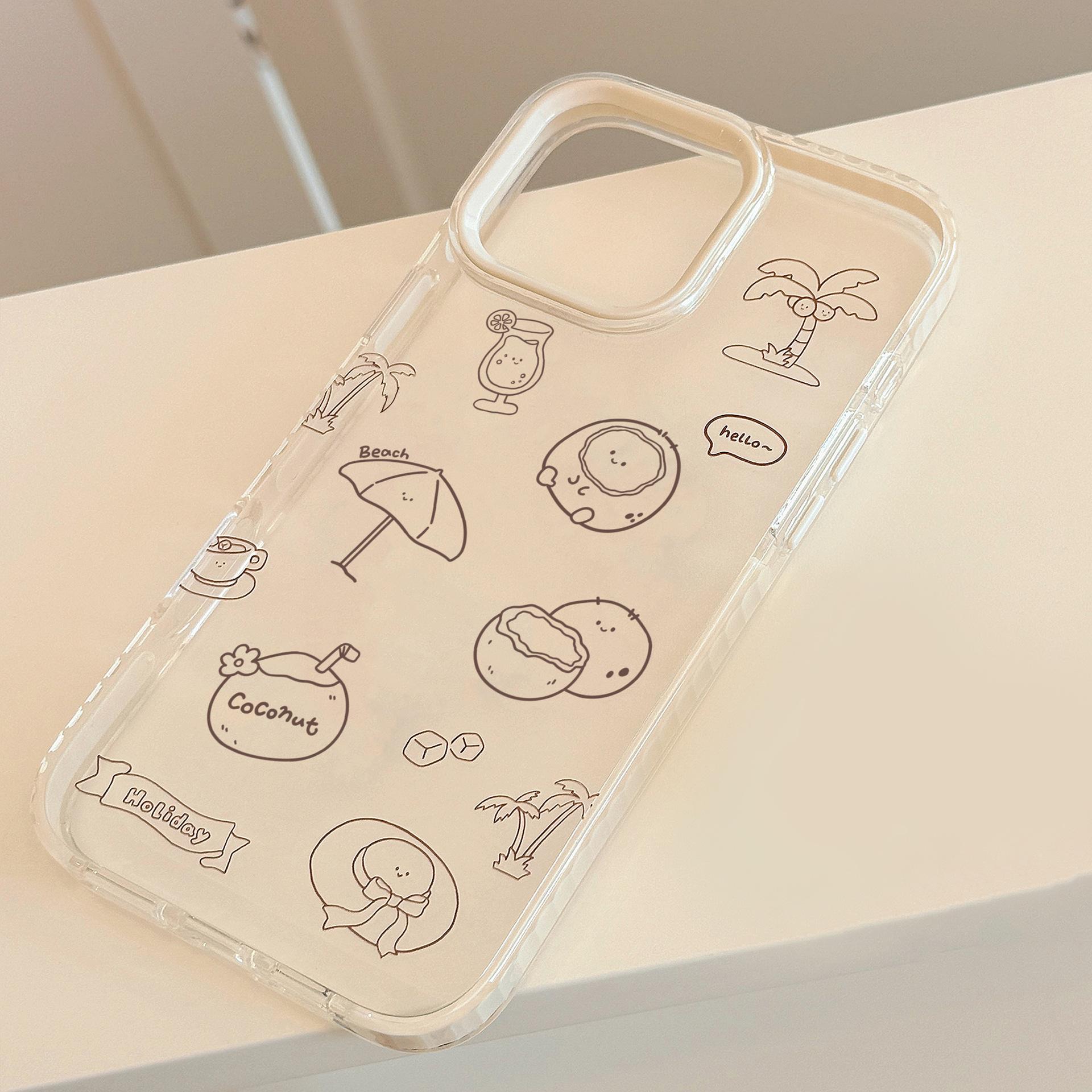 

Coconut Magnetic Bracket 17promax Transparent for IPhone 15 Case for 13 Creative Graffiti 14 Soft Cover 11 11 6.1