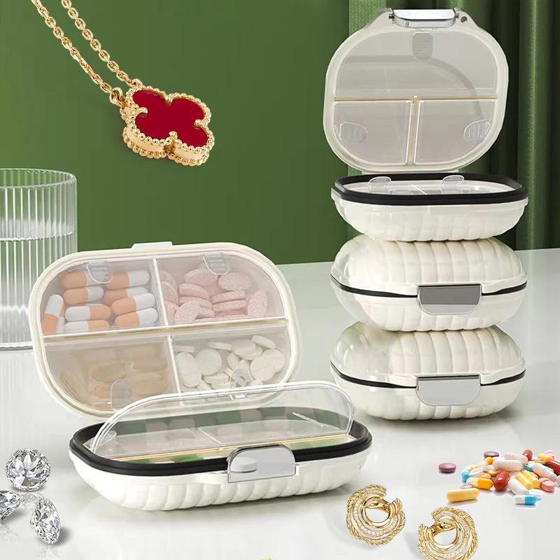 Tragbare Mini-Pillendose für Reisen für sieben Tage, Multi-Grid-Split-Paket, Pillen, Tabletten, versiegelte Aufbewahrungsbox, Pillen-Organizer, wöchentlich