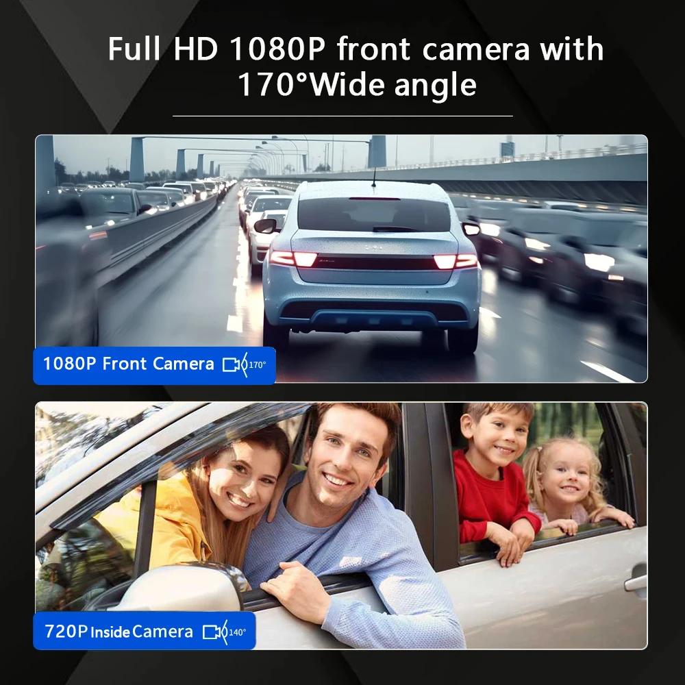 New 1080P WIFI Dual Camera Dash Cam for Cars,Front and Inside,car Camera with IR Night Vision,Loop Recording,wide Angle Car DVR Came