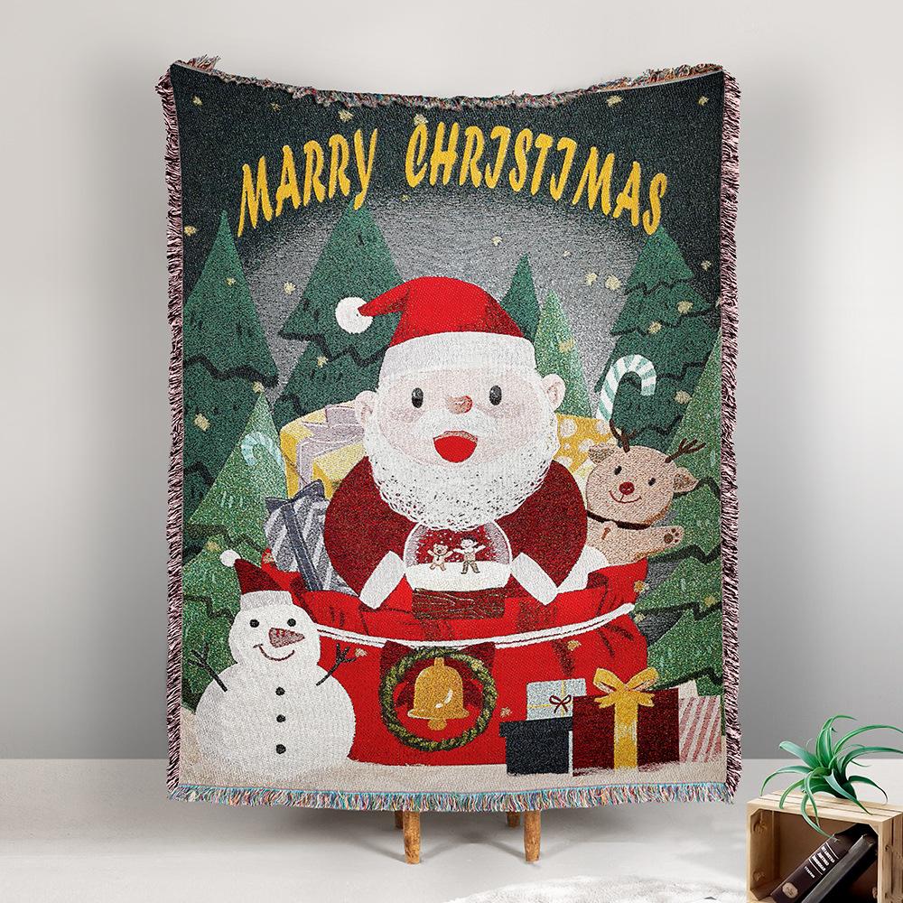 Outdoor Camping Blanket Moisture-proof Picnic Mat Jacquard Tapestry Christmas Sofa Towel Cover