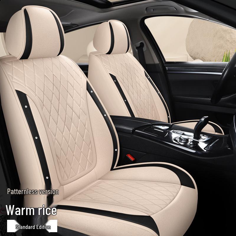 Star Chi Elantra Linen Cartoon Bear Car Seat Cushion - Four Seasons Suitable