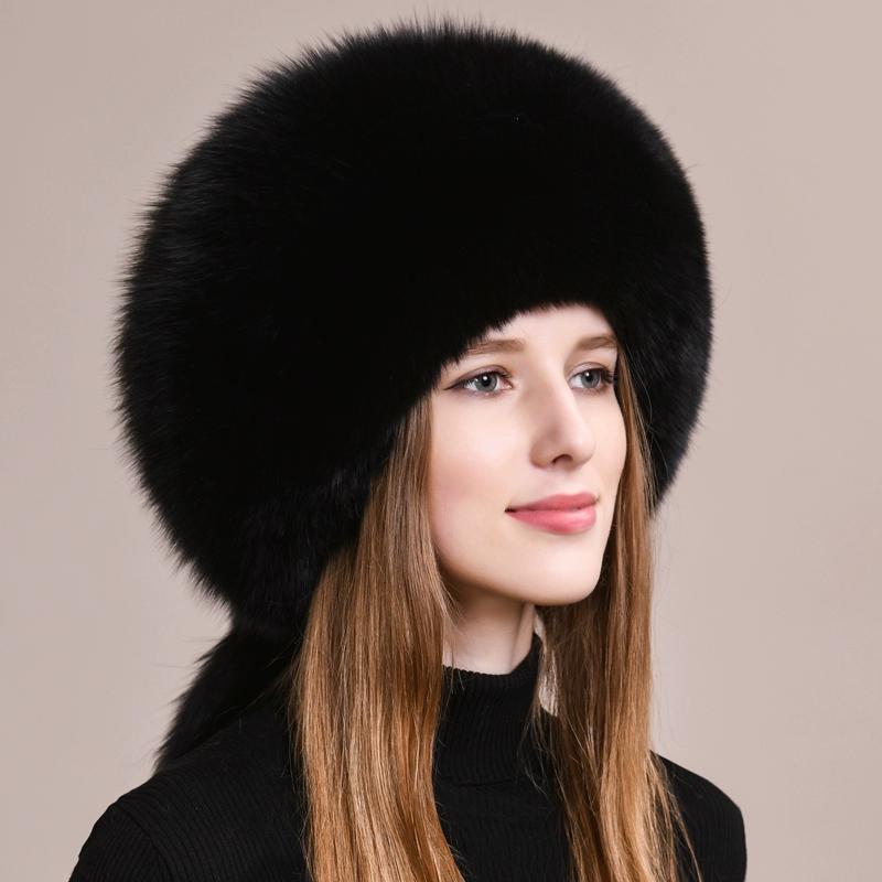 Fox fur hat women's winter leather Mongolian hat ethnic wind ear protection warm Northeast mink straw hat children winter