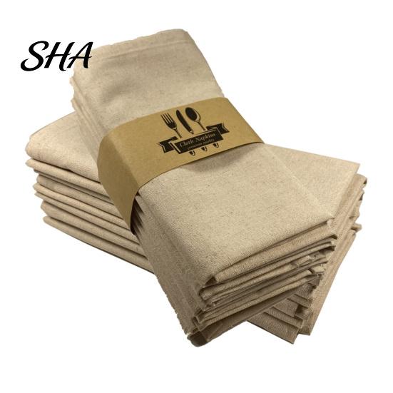 Farmhouse Style Napkins Rustic Linen Napkin, 16 Inch Cloth Solid Color Stitched Machine Washable Napkin for Dining Table Wedding Bridal Shower