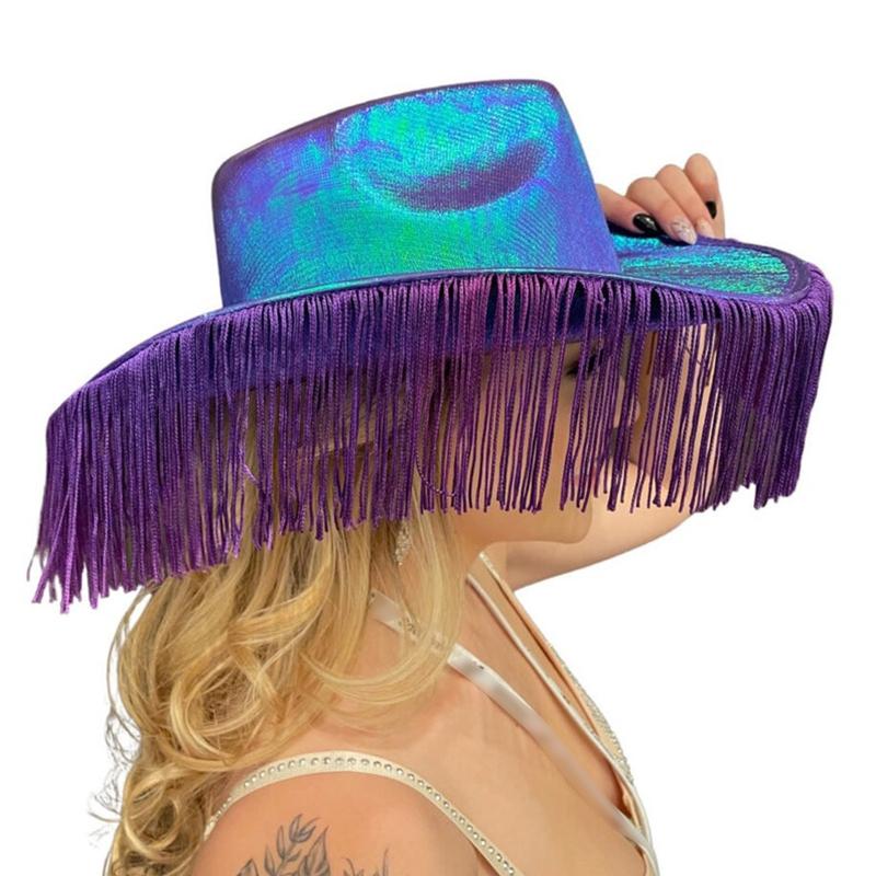 Strahlende Farbe Cowboystiefel Jazzhut für Damen Western-Cowboyhut Kirchenhut Model Show Cowboyhut Filzhut Erwachsenenmännerhut