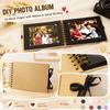 A5 Scrapbookové album s 30 prázdnými černými stránkami, kroužková vazba, DIY fotoalbum s mašličkou pro tvoření a uchovávání vzpomínek