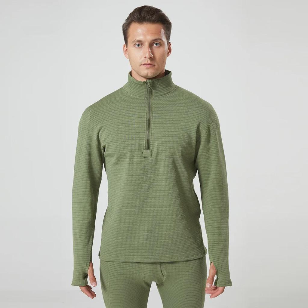 2023 Men's Military Eagle Tactical Thermal Underwear Suit - Stand-up Collar, Plus Velvet, Warm, Elastic, Thick Long Sleeves