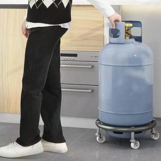 Edelstahl Gasflaschenwagen mit Rädern Stark belastbar Mehrzweck Propantankhalter Universeller Flaschenständer