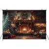 Christmas Tree Home Background For Photography Fireplace Wooden House Birthday Cake Backdrop Party Decoration Props Photo Studio