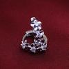 Lady Flower Faux Sweet Rhinestone Huggie Silver Plated Earrings Hoops