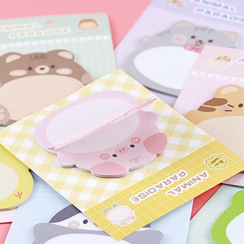 1 Piece Adhesive Kawaii Cartoon Animals Sticky Notes Notepad Memo Pad Office School Supplies Stationery Sticker