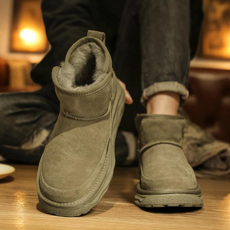 Snow boots winter velvet warm large cotton shoes fur integrated bread shoes winter 39 зелёный