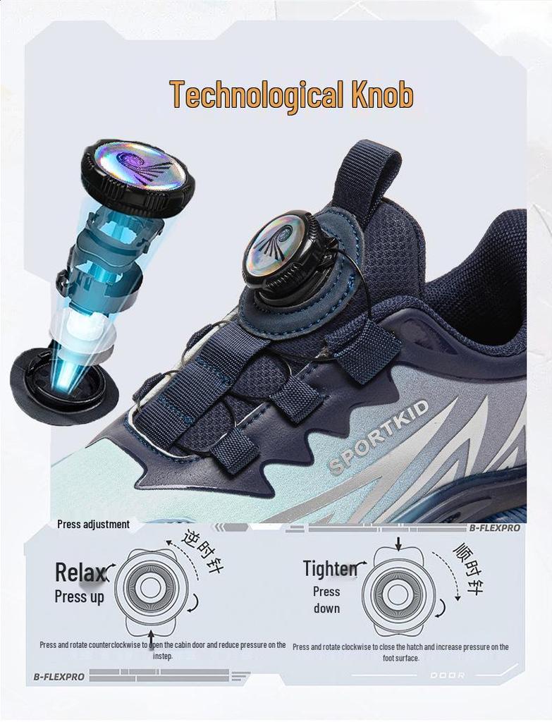 Scarpe da Corsa Antiscivolo in Pelle Autunnali/Invernali 2025 per Bambini con Fibbia Rotante - Ideali per Bambini di Taglia Media e Grande