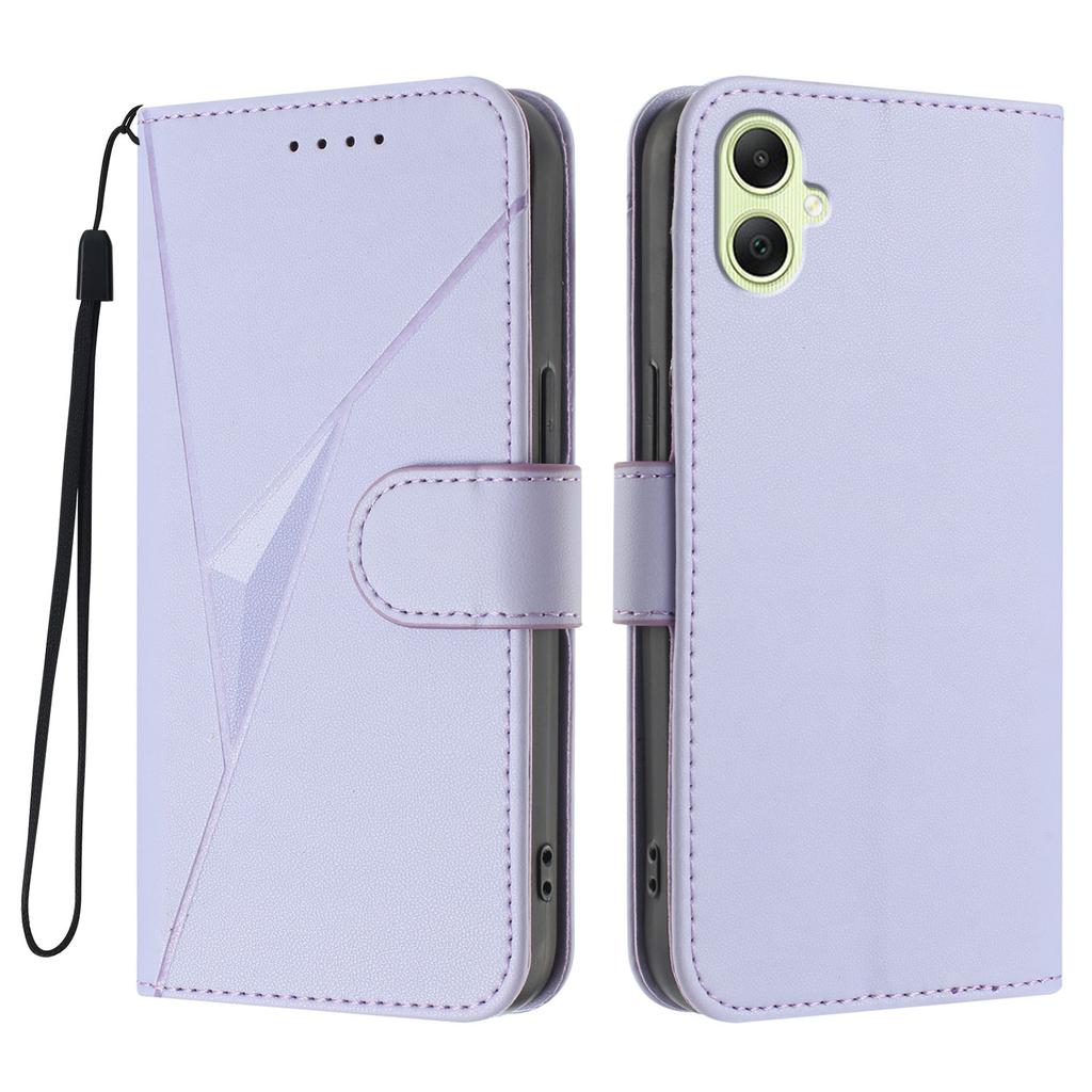 For Samsung Galaxy A07 Deksel Triangelimprint Lær Telefondeksel med Lanyard
