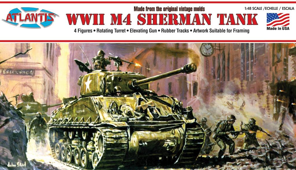 Atlantis Models 1/48 WWII M4A3E8 Sherman Medium Tank Plastic Model ATLAMCA317 (Tank)